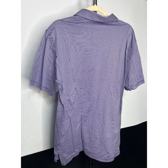 Peter Millar Mens Striped Golf Polo Shirt L Blue & Purple Short Sleeve - Picture 4 of 5